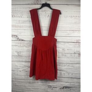 My Michelle Overall Dress Girls 13-14 Red Corduroy Geometric Pinafore Midi